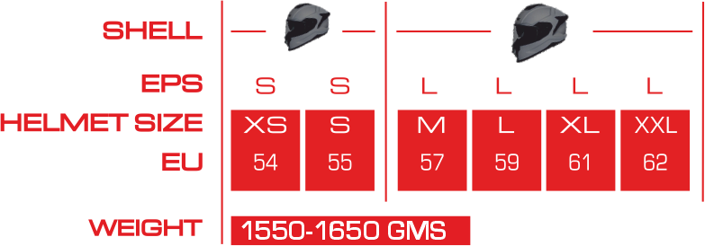 TITAN CARBON RAZOR-Size-Chart