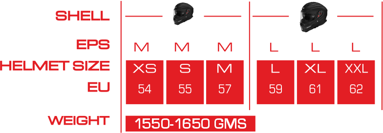 AGNAR TEKTRON-Size-Chart