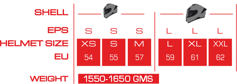 TYPHOON SPORTS TOURER-Size-Chart