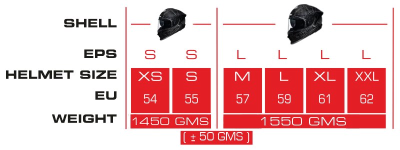 TITAN CARBON SOLID-Size-Chart